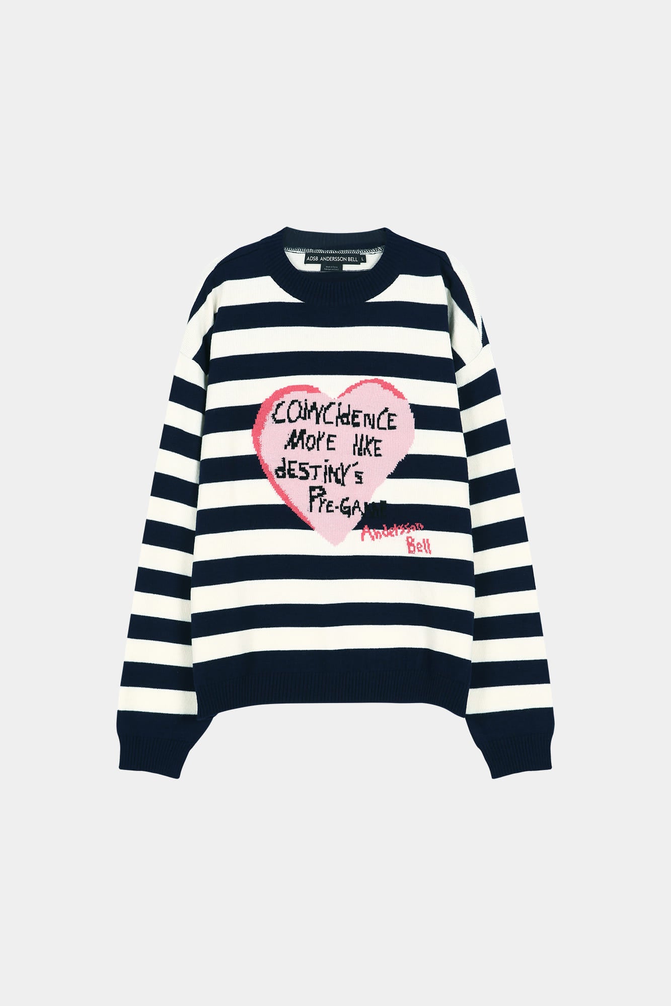[Restock] BOY'S HEART MESSAGE CREW-NECK SWEATER atb1453m(NAVY/IVORY)