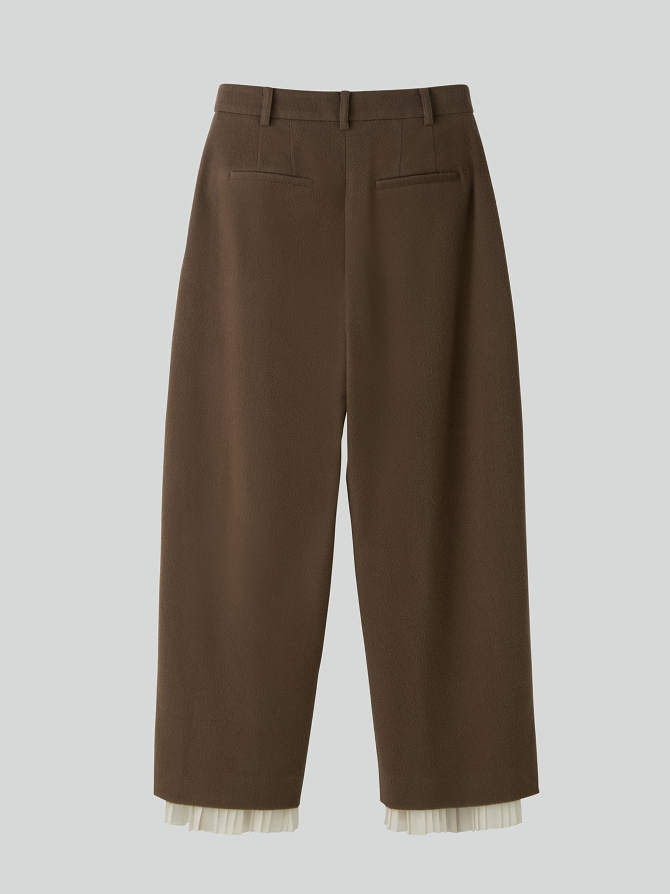 PLEATS LAYERED WOOL PANTS (GREYISH KHAKI)