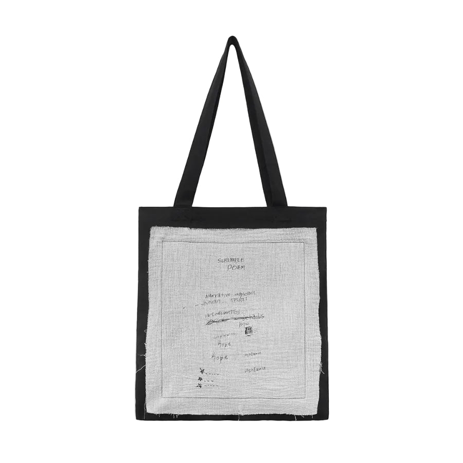 Sketch Applique Cotton Bag BLACK