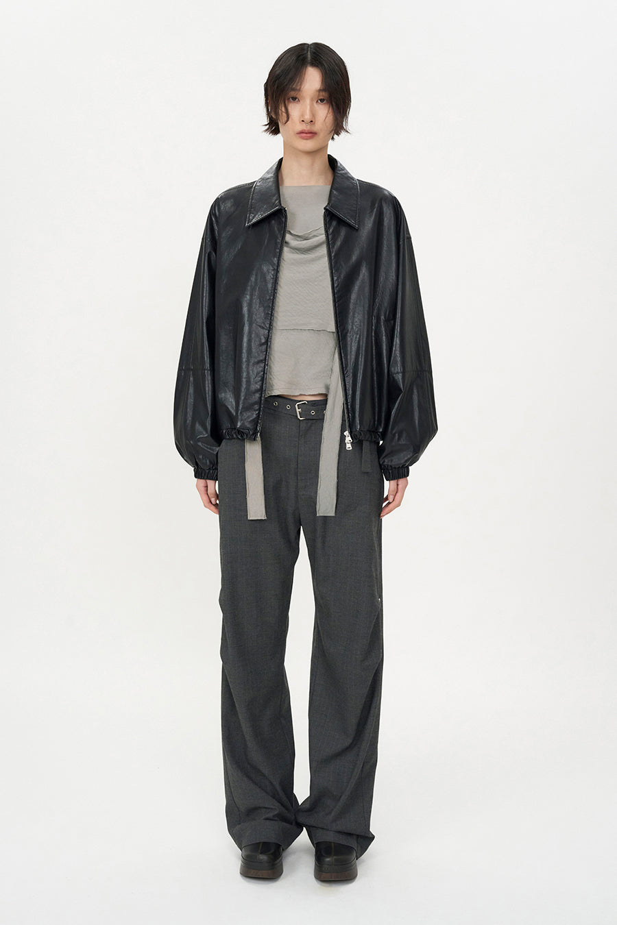 Belted Stripe Pants MELANGE GREY