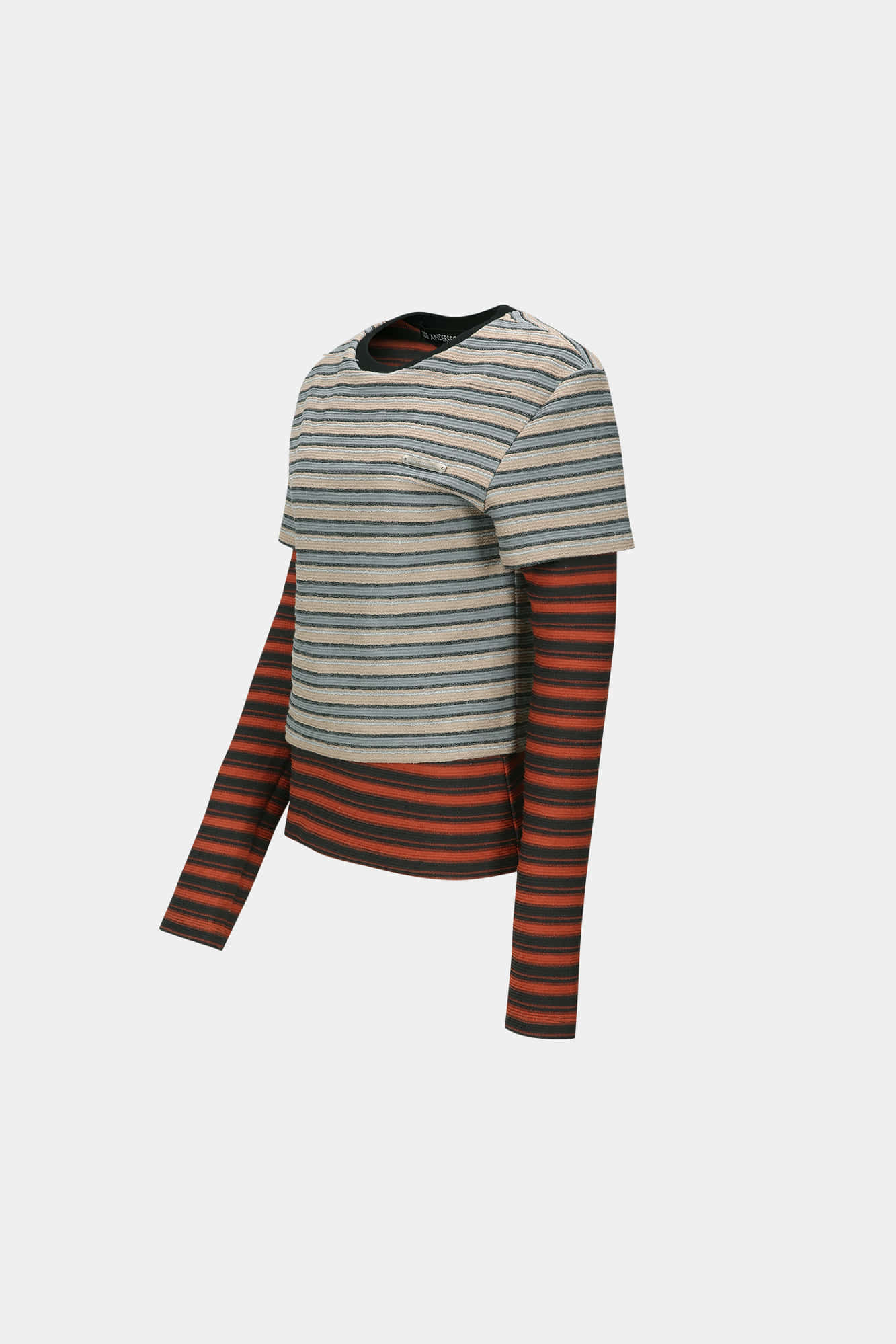 MULTI STRIPE LS T-SHIRTS atb1335w (BEIGE / BRICK)
