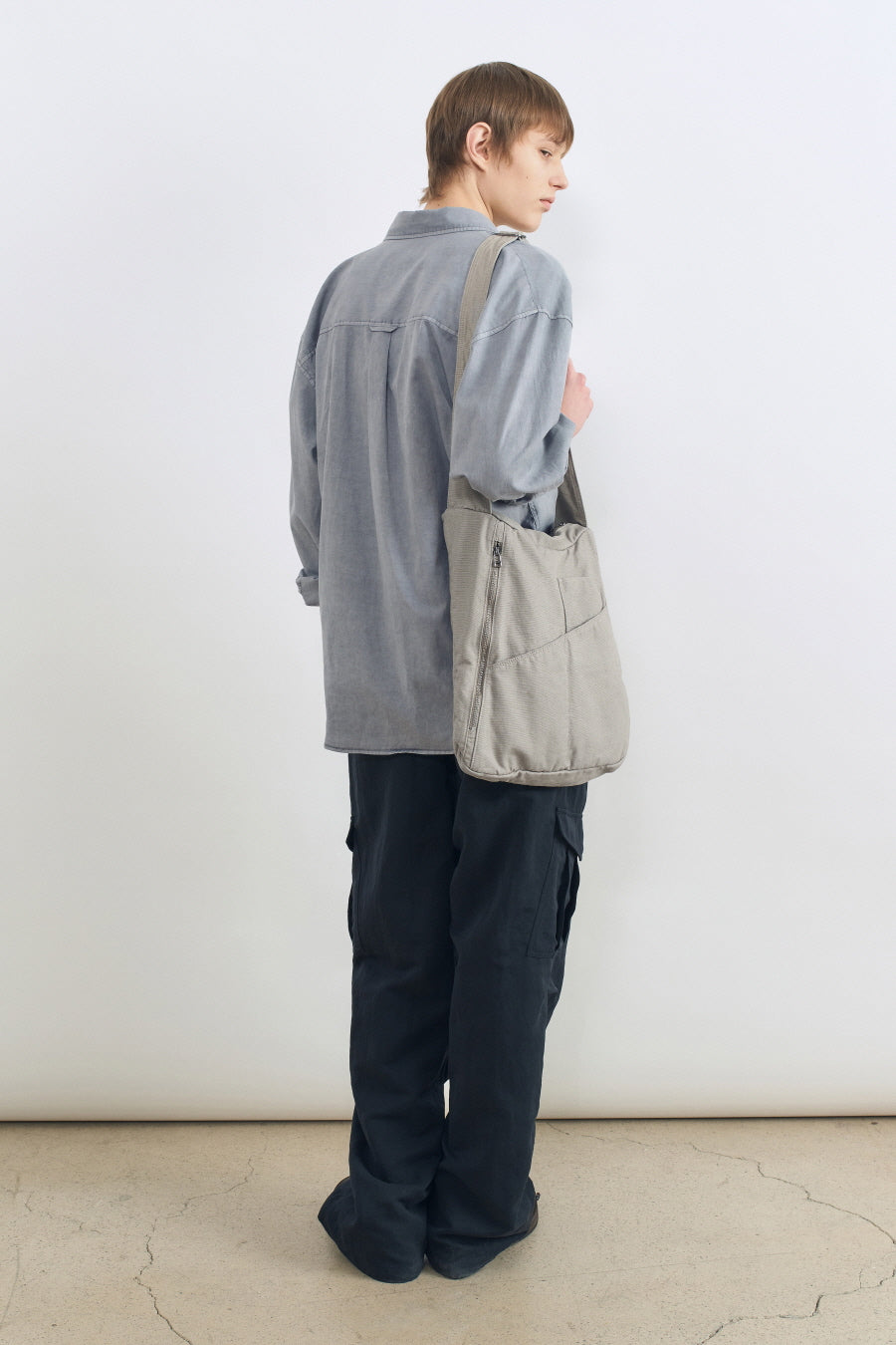 Washed Canvas Crossbody Bag BEIGE