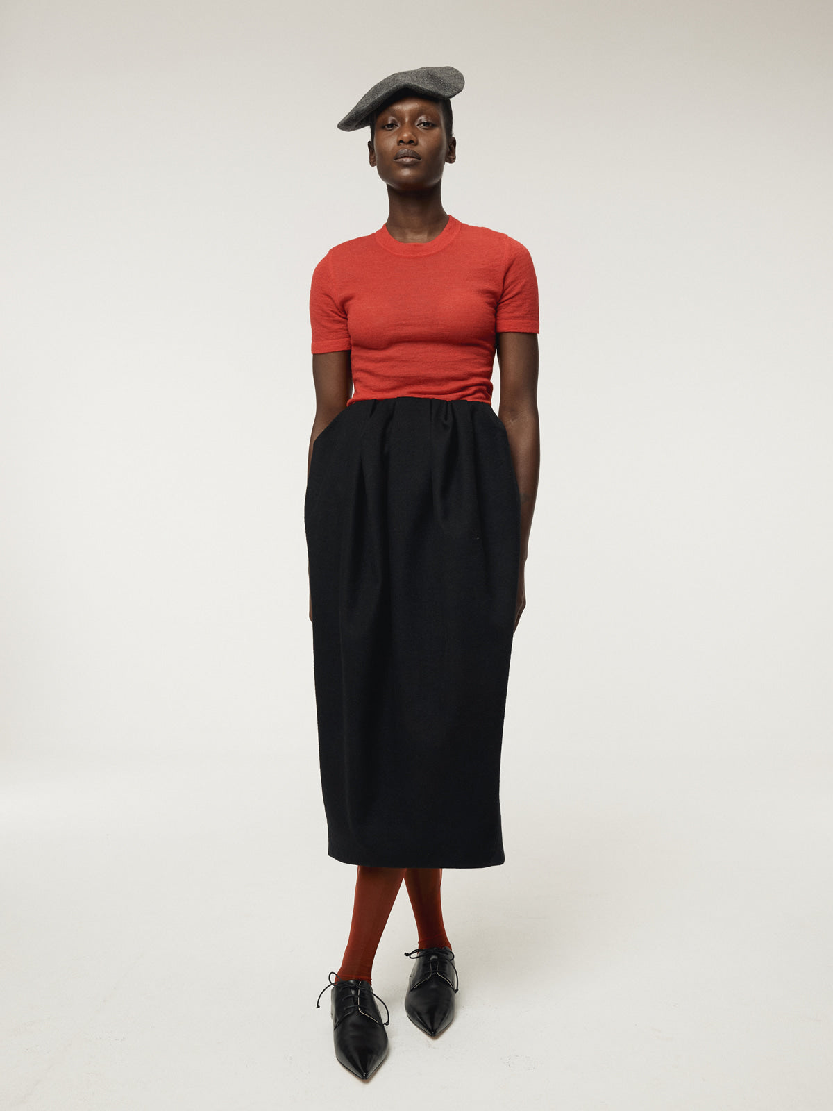 WAIST VOLUME TULIP SKIRT (BLACK)
