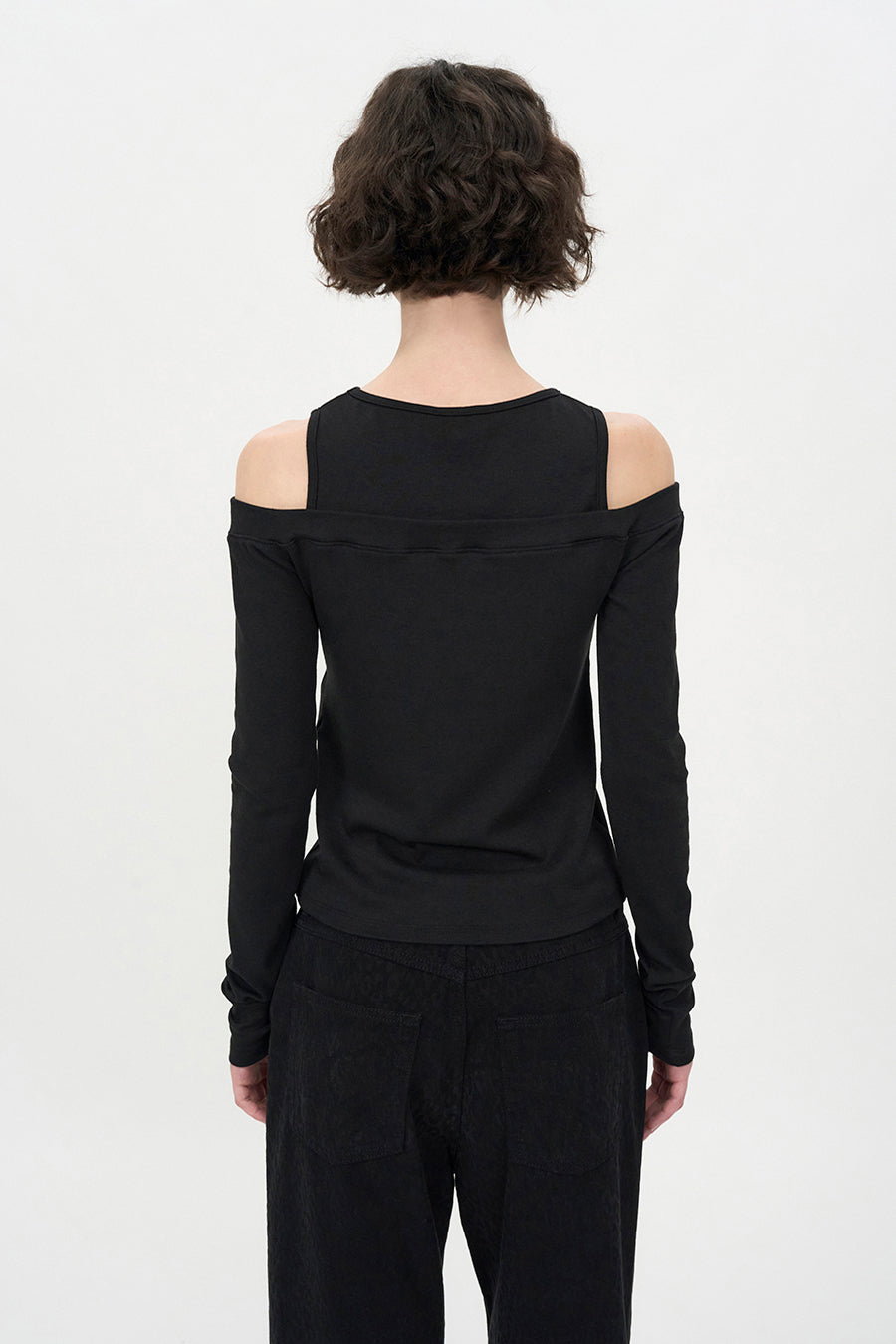 Asymmetric Off-Shoulder Top BLACK