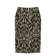 LEOPARD WOOL MIDI SKIRT (DARK BROWN)
