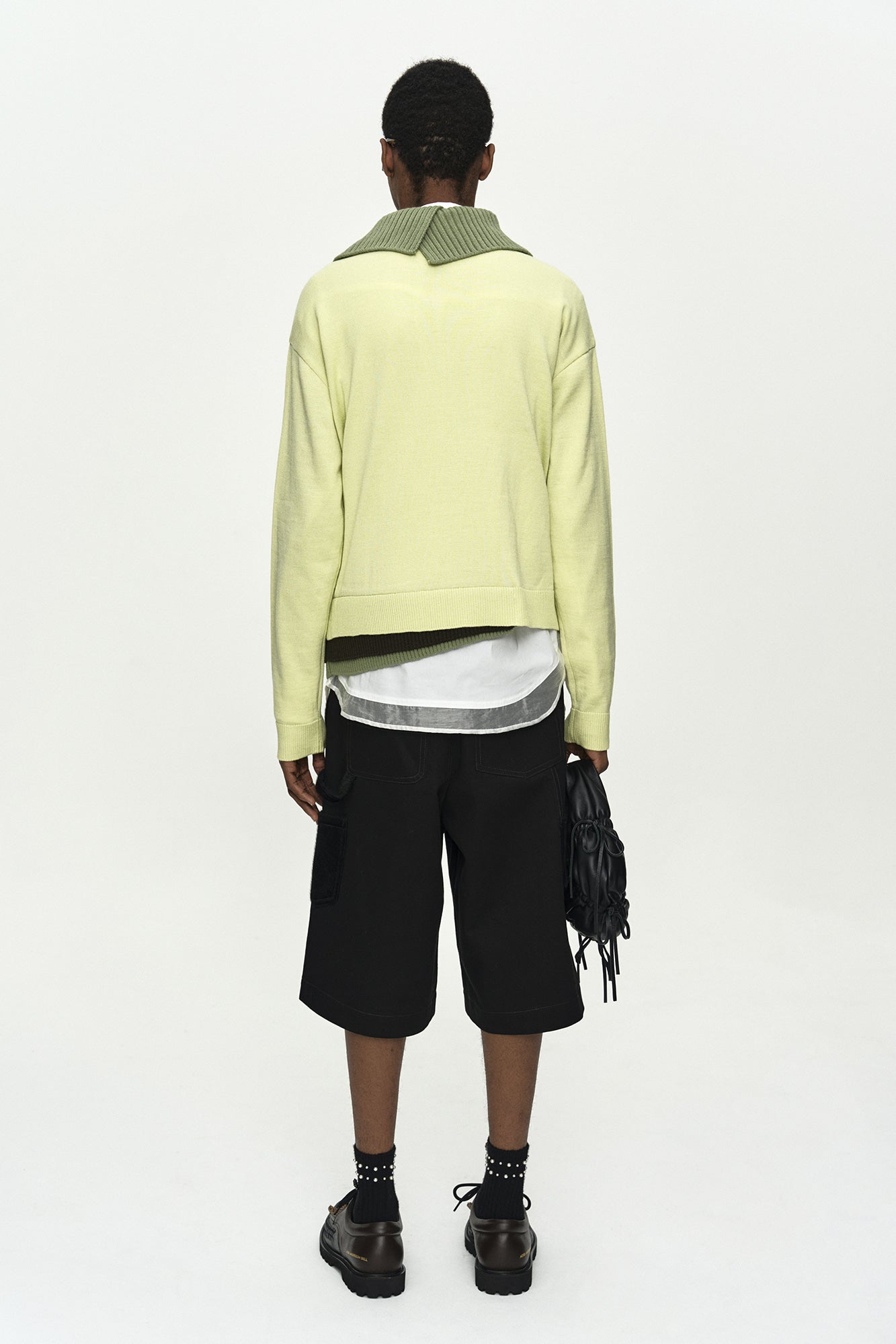 LAYERED COLLAR CARDIGAN atb1428m (LEMON)
