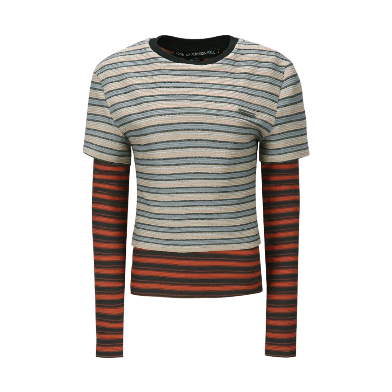 MULTI STRIPE LS T-SHIRTS atb1335w (BEIGE / BRICK)