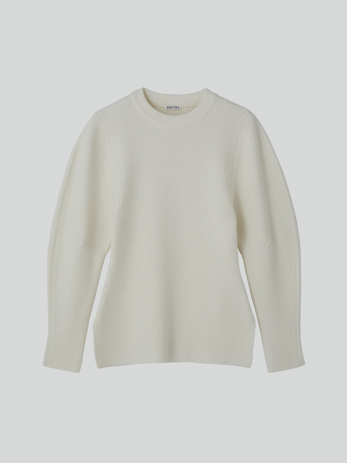 VOLUME SLEEVE STRUCTURED KNIT TOP (IVORY)