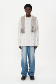 Wool Cotton Wrinkle Check Shirt CREAM