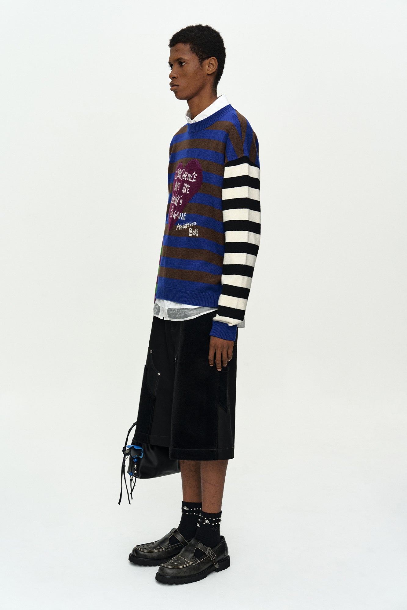 BOY'S HEART MESSAGE CREW-NECK SWEATER atb1453m (BLUE/GREEN)