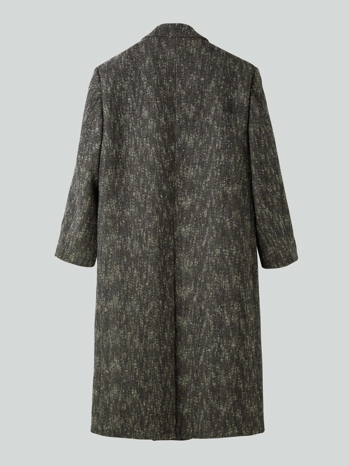 HERRINGBONE DOUBLE BREASTED COAT (BLACK)