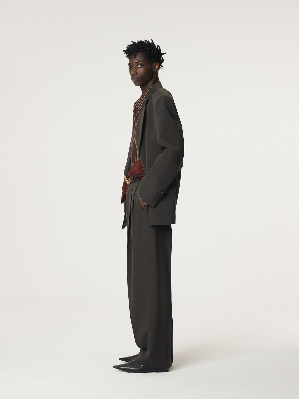 STYRENE DOUBLE BREASTED SUIT JACKET (CHARCOAL GREY)