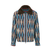 ARGYLE & STRIPE HALF ZIP-UP CARDIGAN atb1376m (MULTI)