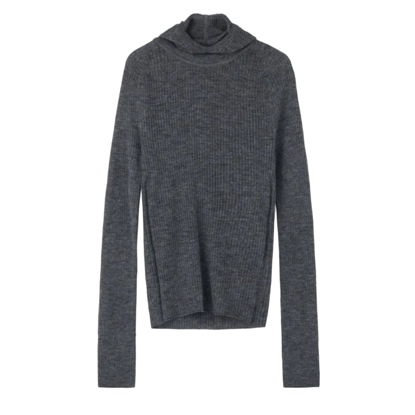 SLIM FIT BALACLAVA KNIT TOP (CHARCOAL GREY)