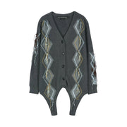 GARTERED ARGYLE CARDIGAN atb1482w (CHARCOAL)