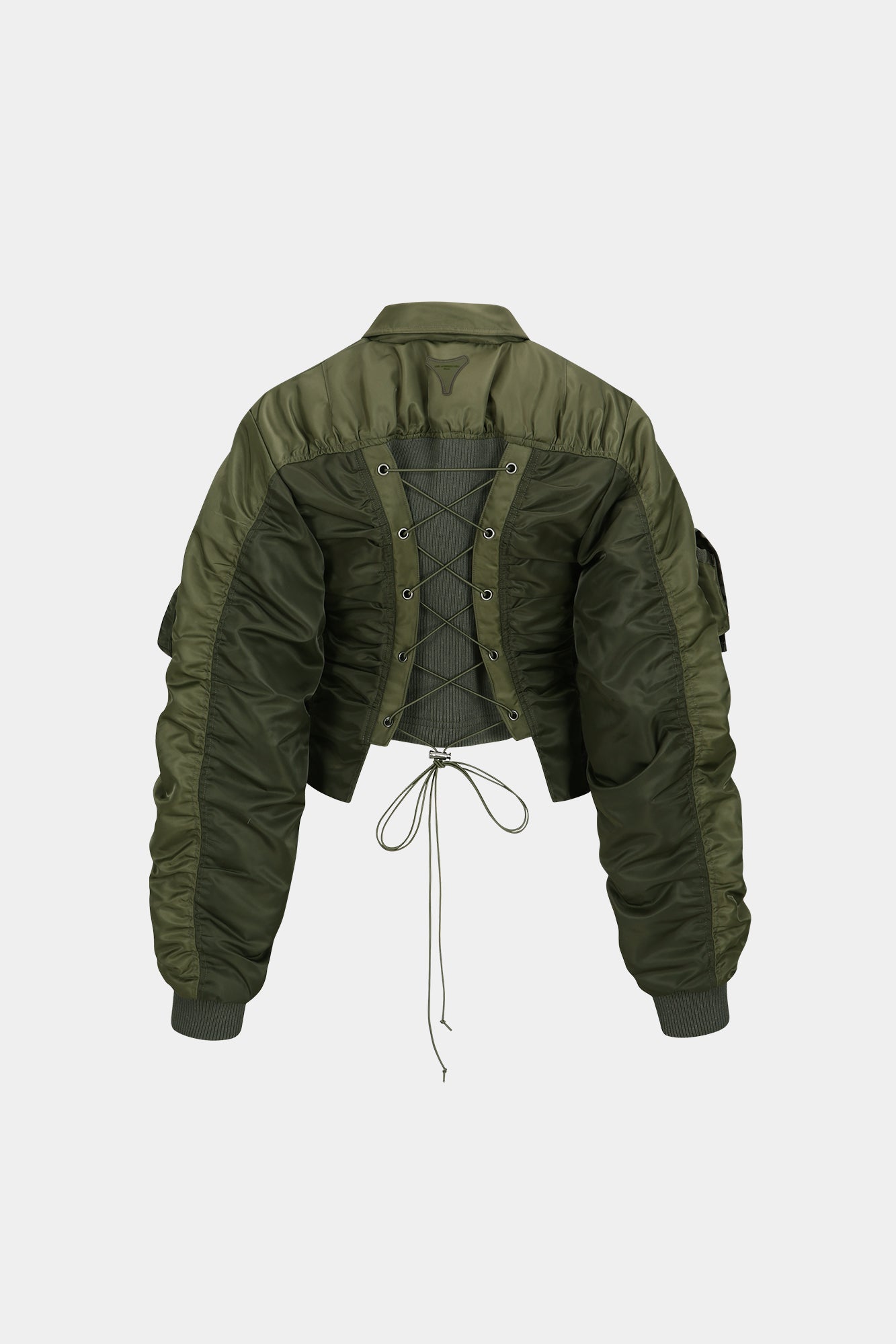 VITALINA LACE-UP BOMBER JACKET awa652w (KHAKI)