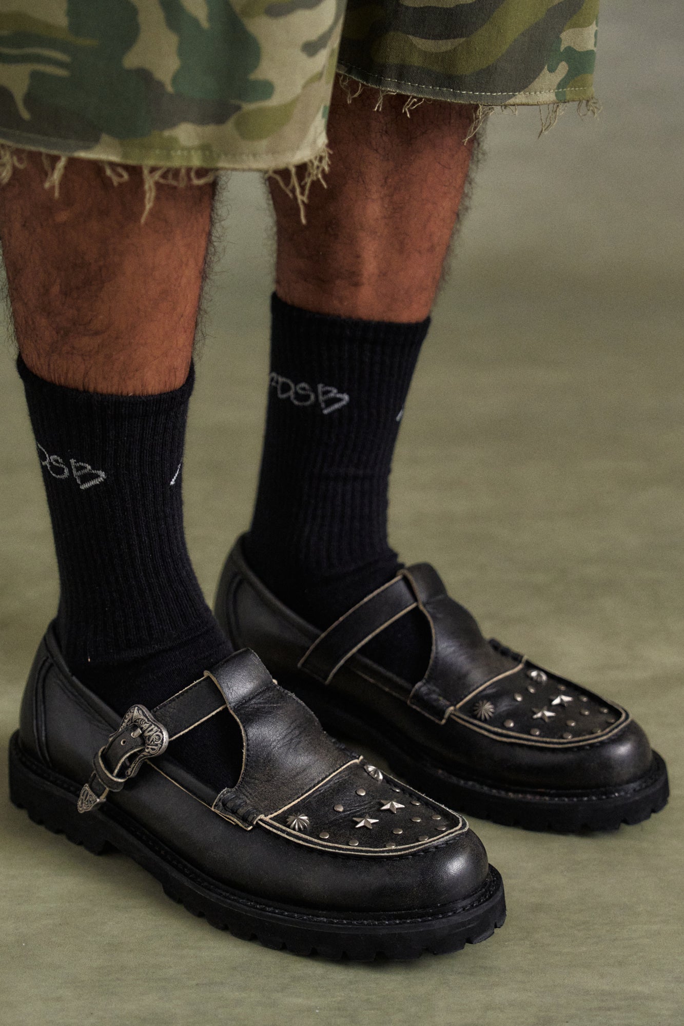 UNISEX WESTERN MARY JANE LOAFERS aaa464u (BLACK)