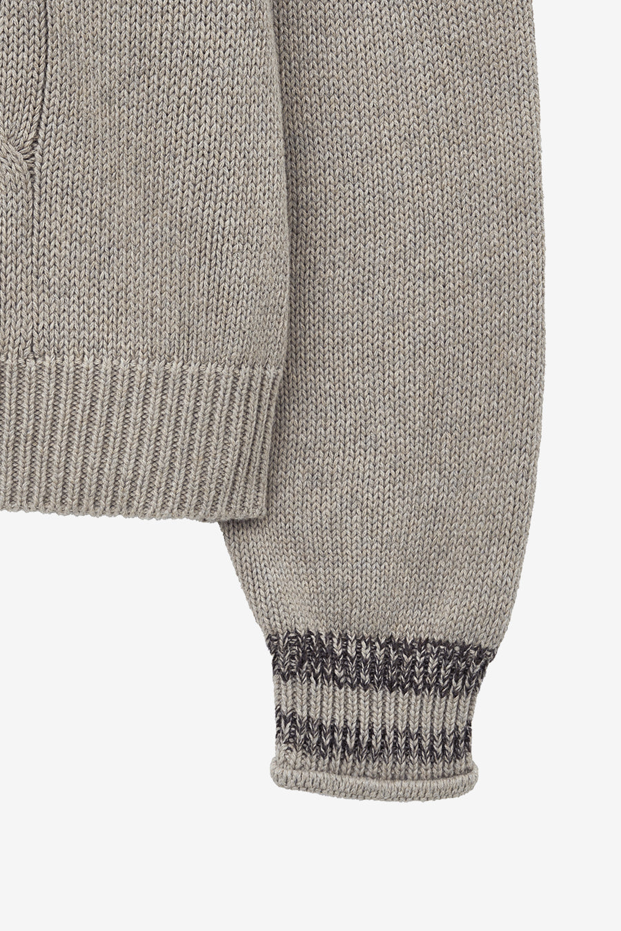 Two-Tone Ribbed Cable V-Neck Knit OATMEAL
