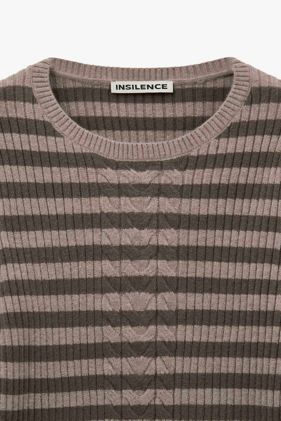 Stripe Cable Pullover PINK BEIGE