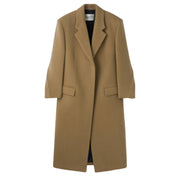 HAIRY WOOL SINGLE COAT (LIGHT KHAKI)