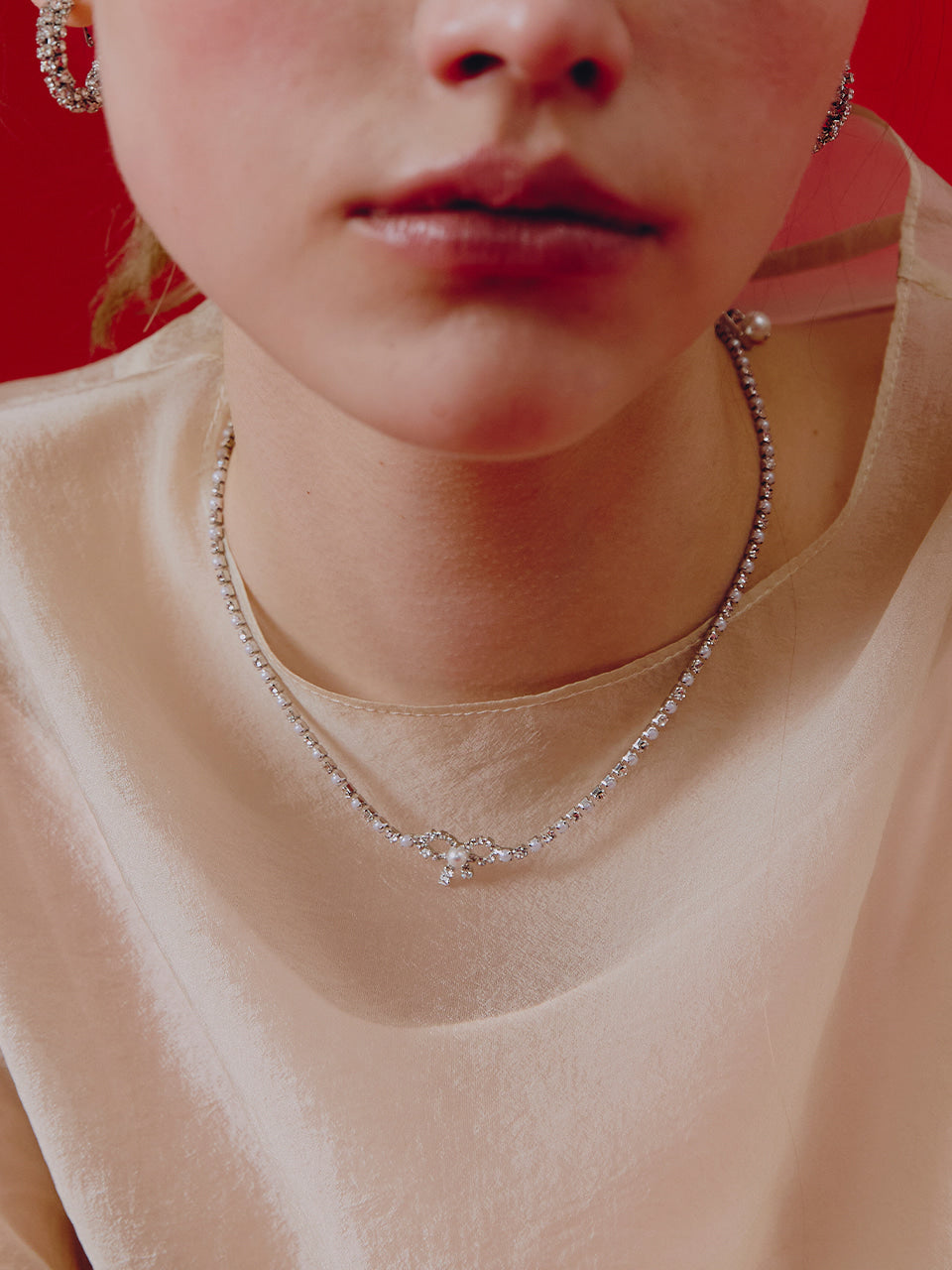 Petit Ribbon Tennis Necklace_VH259ONE003M