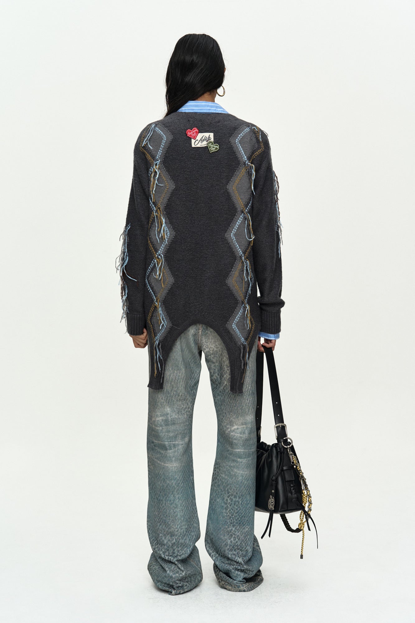 GARTERED ARGYLE CARDIGAN atb1482w (CHARCOAL)