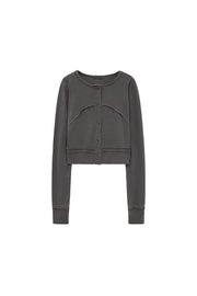 Slim Cutoff Cardigan CHARCOAL