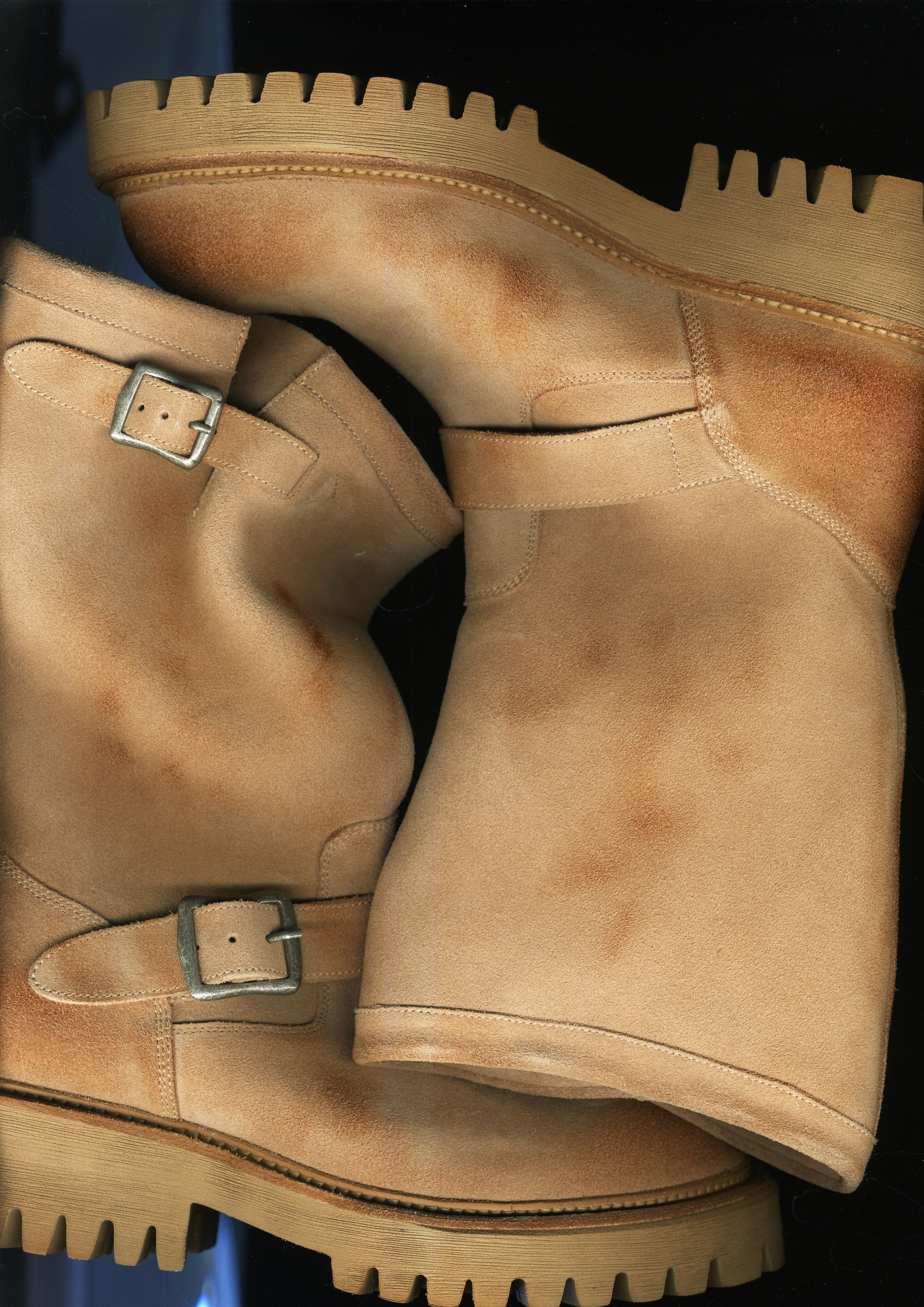 6.5cm Feather Commandosole Suede Engineer Boots Sand