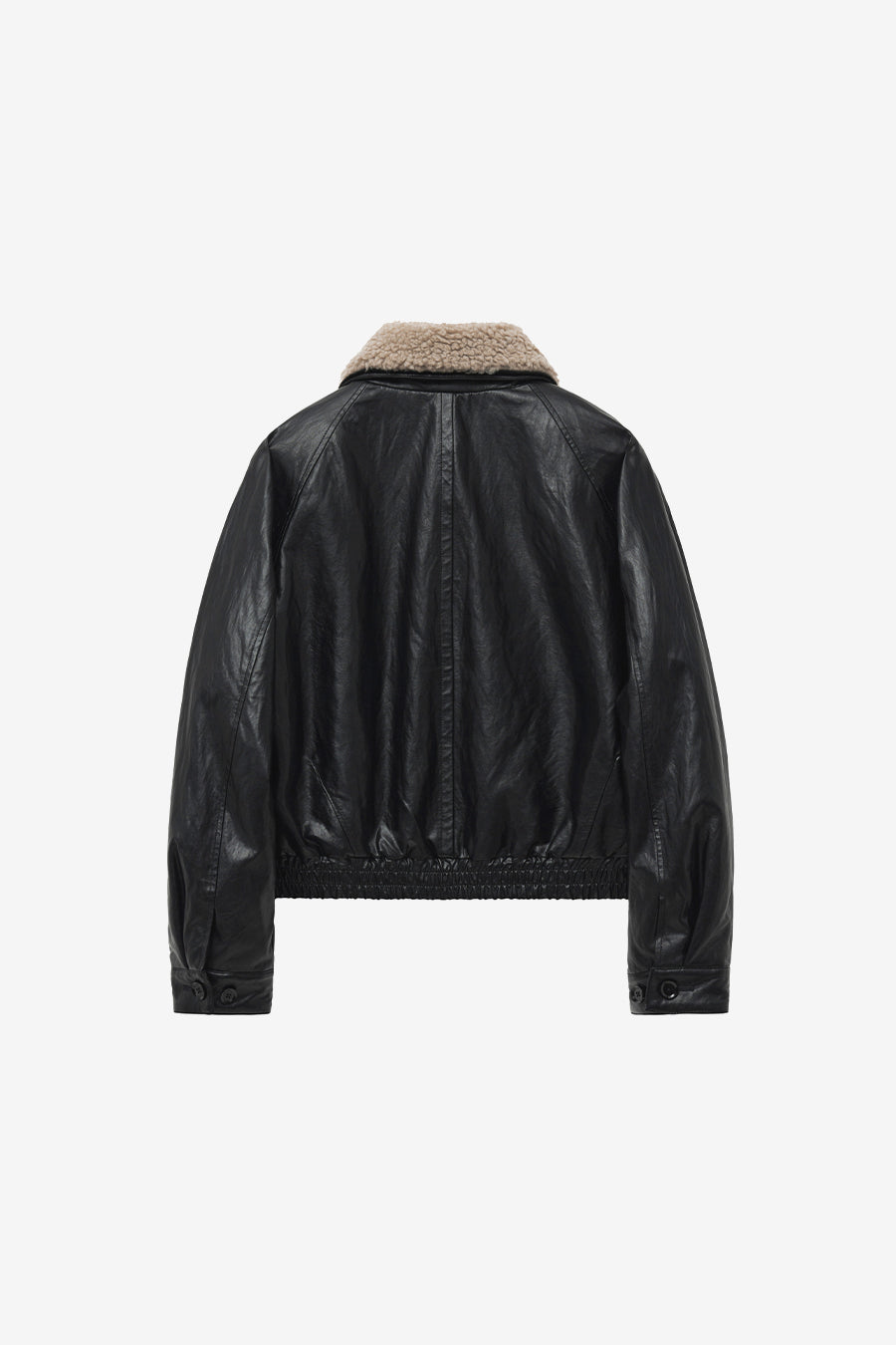 Detachable Fur Leather Blouson BLACK