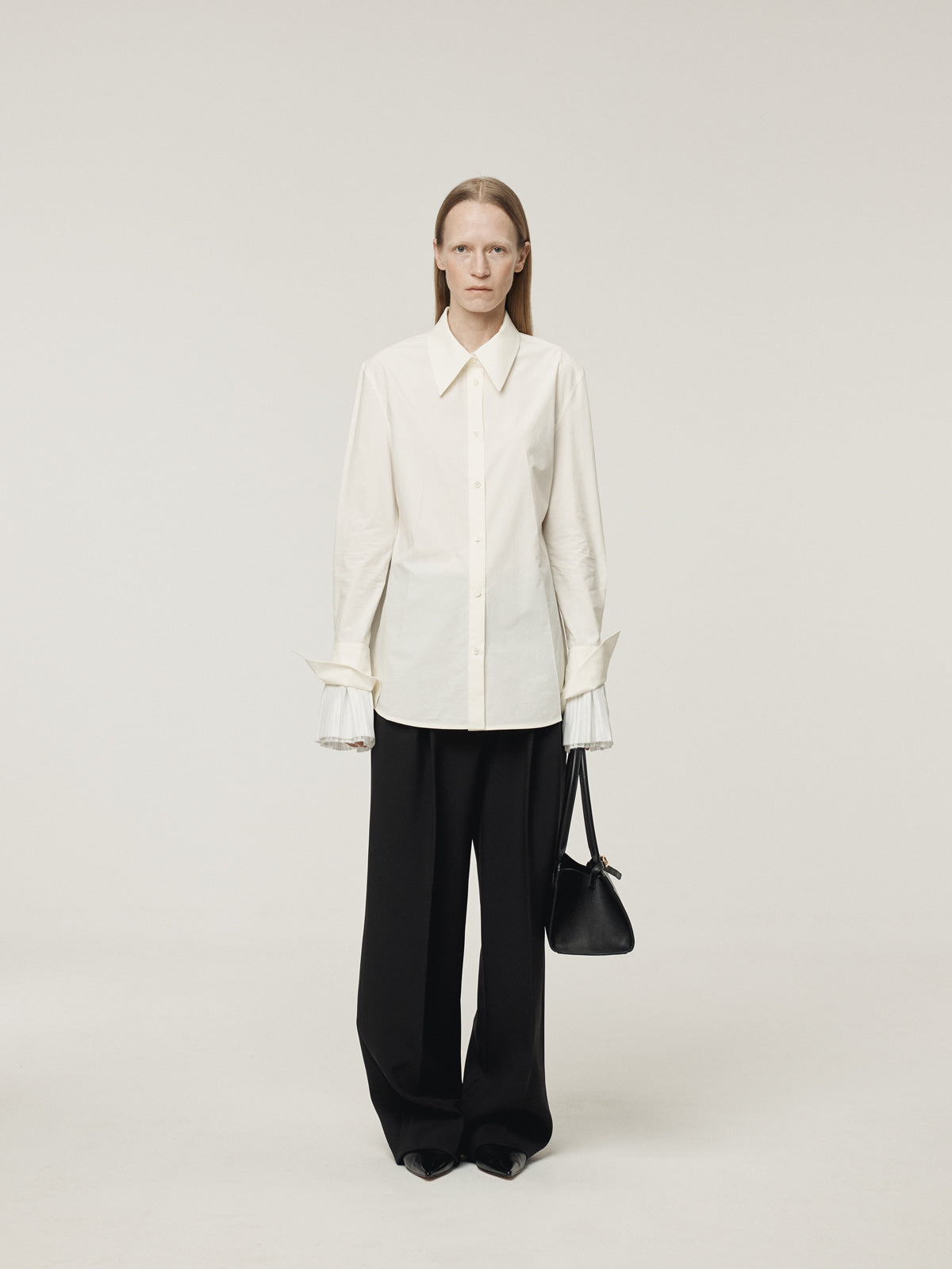 PLEATS CUFFS POINT SHIRT (CREAM)
