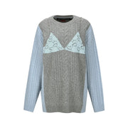 LACE LINGERIE BOYFRIEND-FIT KNIT atb1182w(GREY)