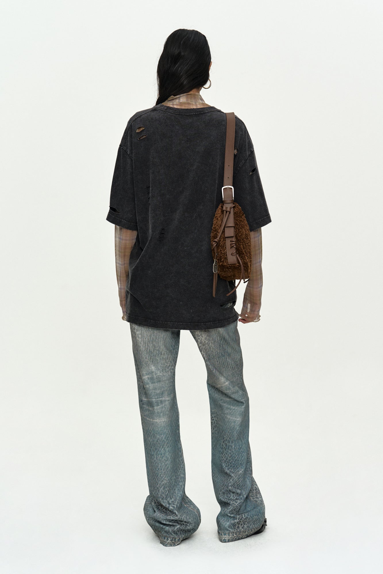 LAYERED LIVE PRINTED T-SHIRT atb1510w (CHARCOAL)