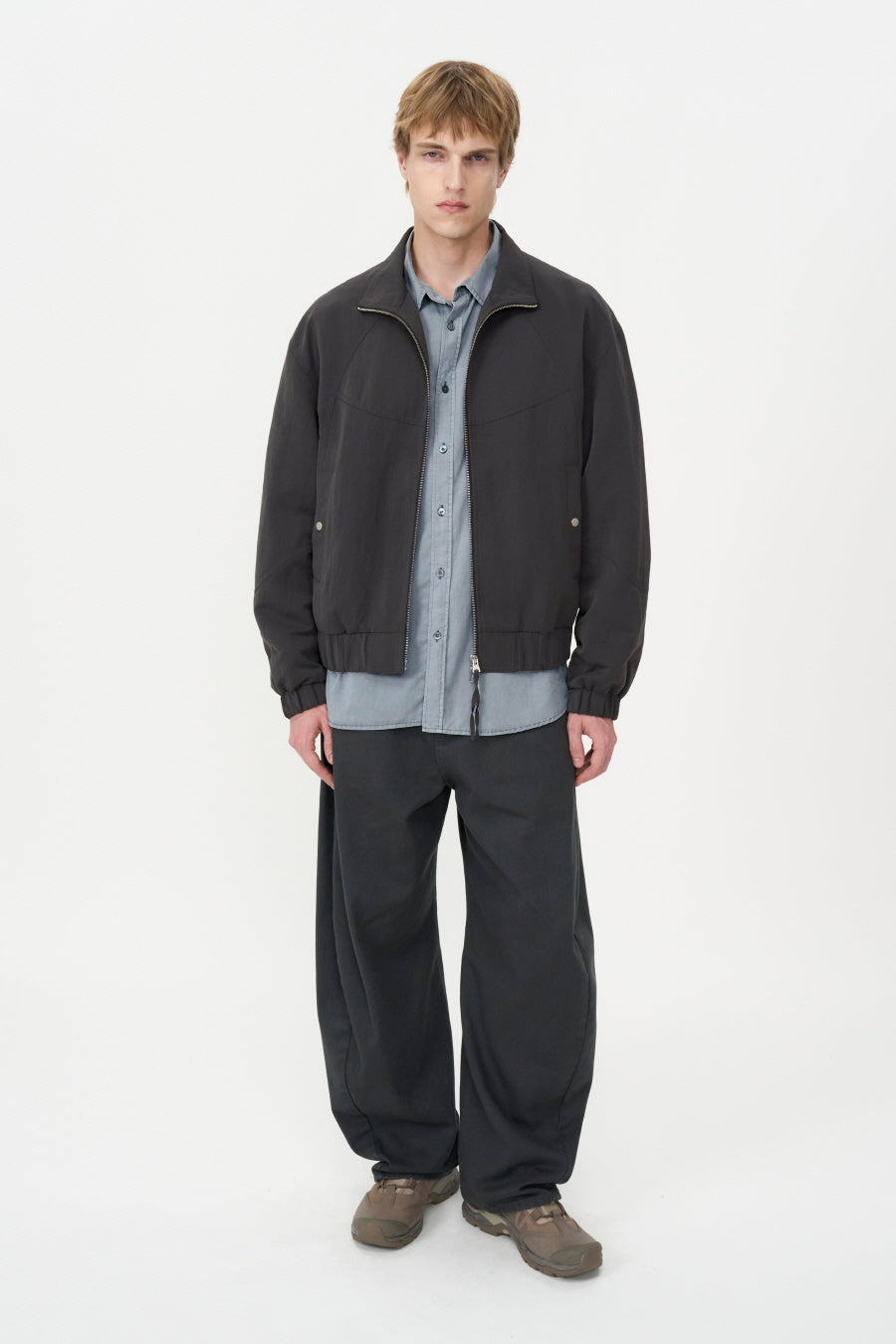 Curved Wide Jeans CHARCOAL