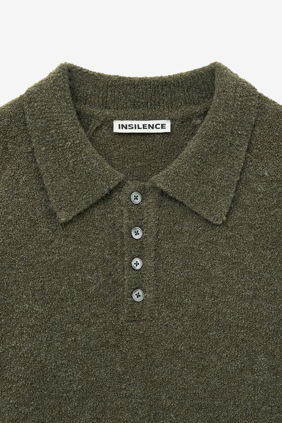 Baby Alpaca Boucle Collar Knit KHAKI