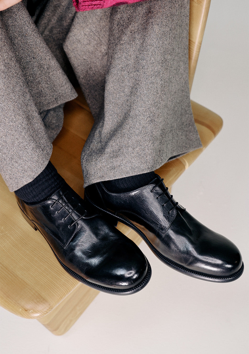 Longville Horsehide Derby Shoes Black