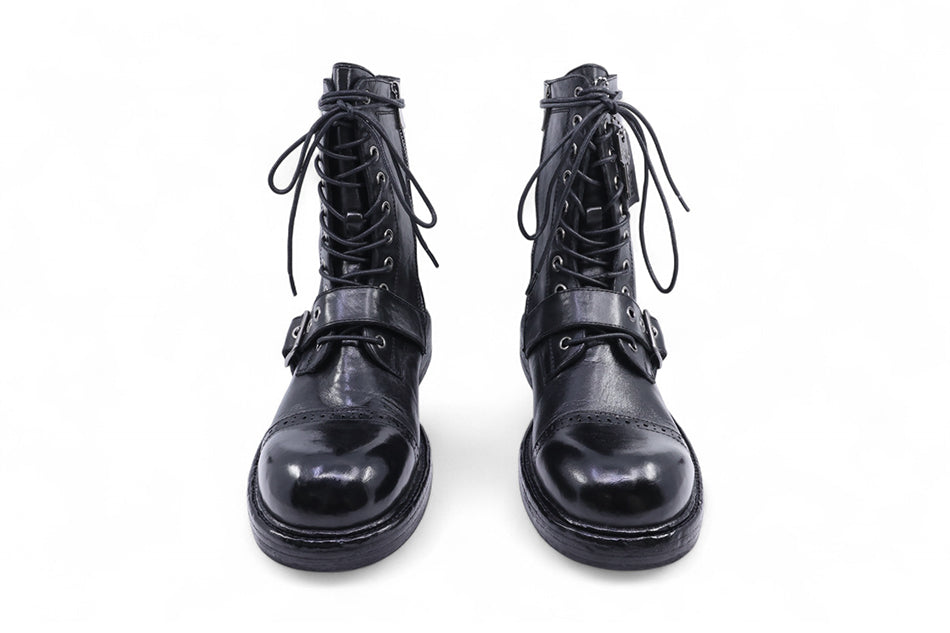 Gellabie x Yase Washing Cow Cap Toe Mid Boots Black