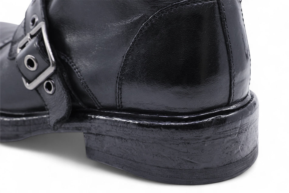 Gellabie x Yase Washing Cow Cap Toe Mid Boots Black