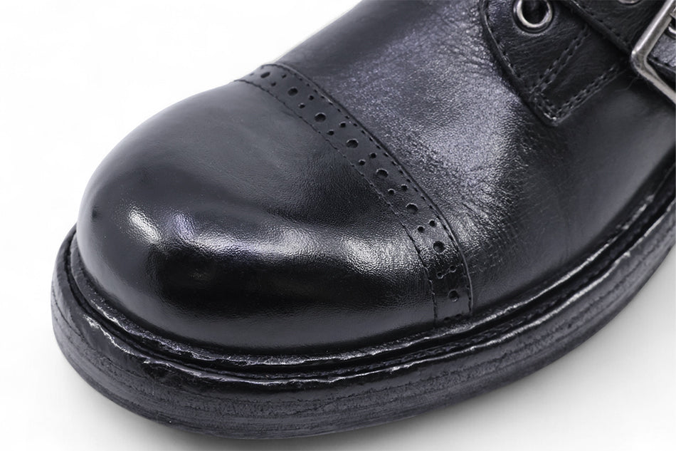 Gellabie x Yase Washing Cow Cap Toe Mid Boots Black