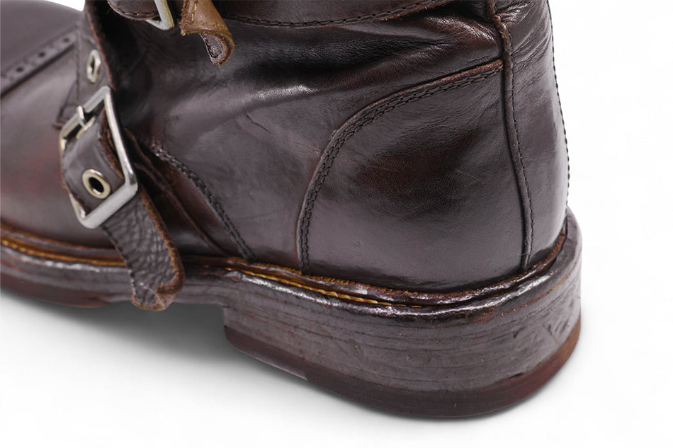 Gelabi x Yase Washing Cow Cap Toe Middle Boots Brown