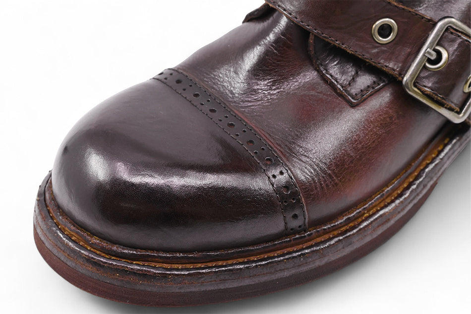 Gelabi x Yase Washing Cow Cap Toe Middle Boots Brown