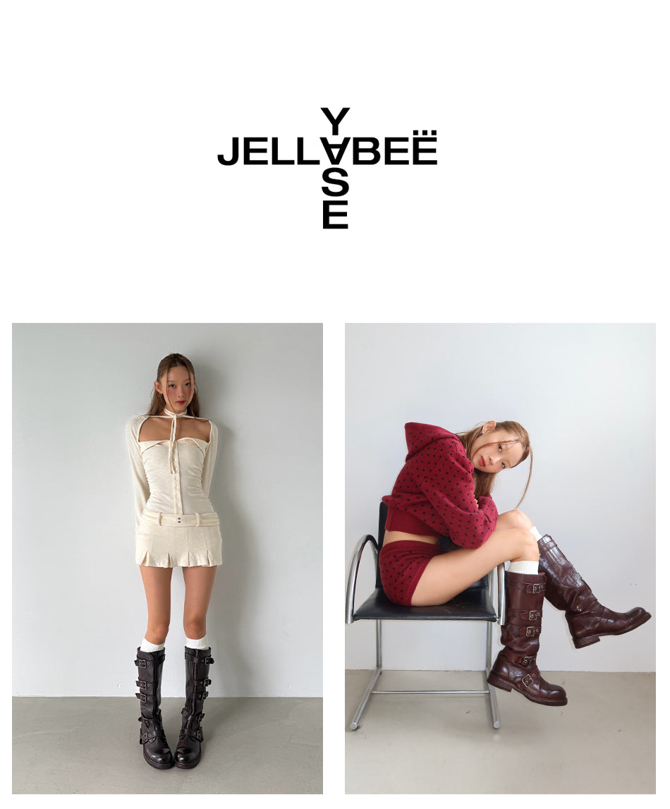 Gelabi x Yase Washing Cow Cap Toe Long Boots Brown