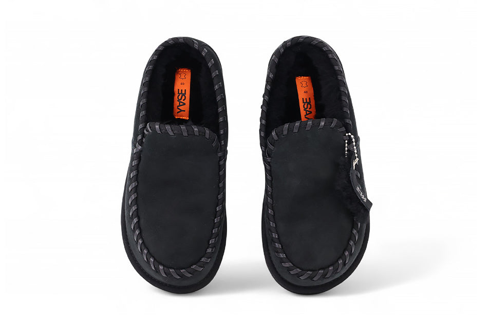 Leatherswing Natural Wool Clogs Black