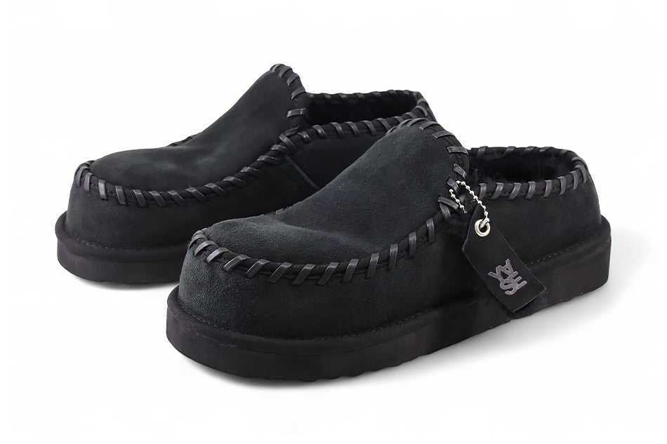 Leatherswing Natural Wool Clogs Black