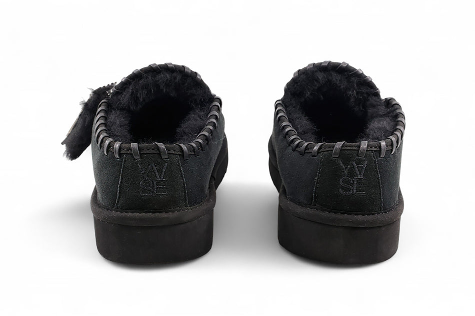 Leatherswing Natural Wool Clogs Black