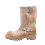 6.5cm Feather Commandosole Suede Engineer Boots Sand