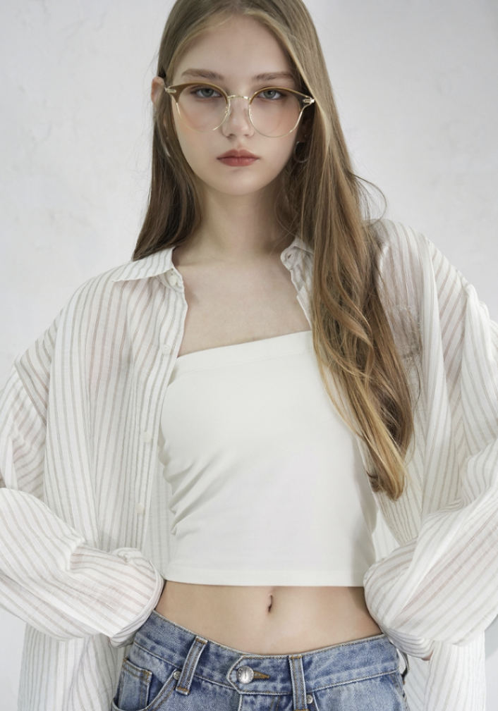 VIVACIOUS Cencel See-Through Classic Shirt - 7COL