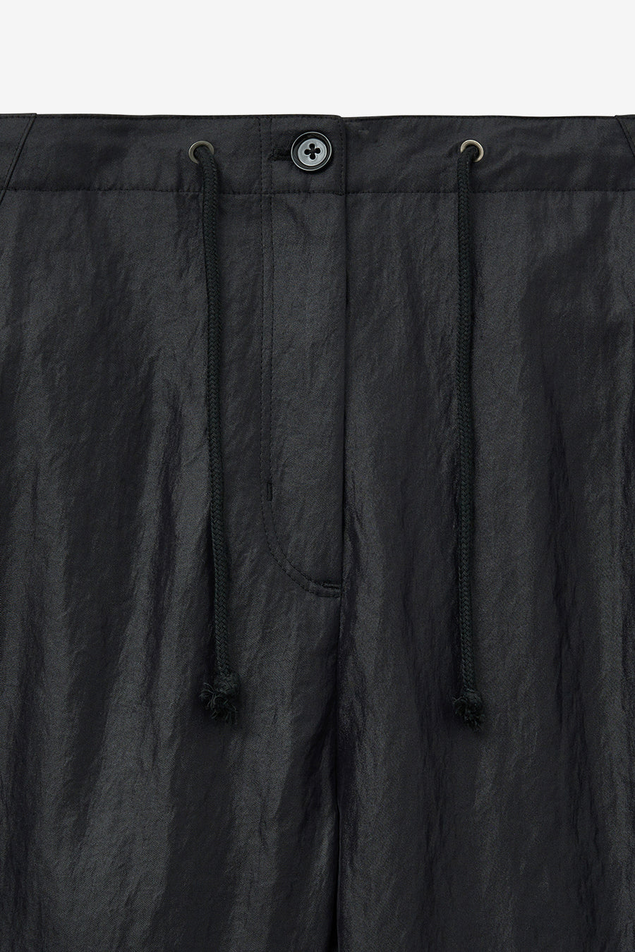 Glossy Leather-Like Pants BLACK