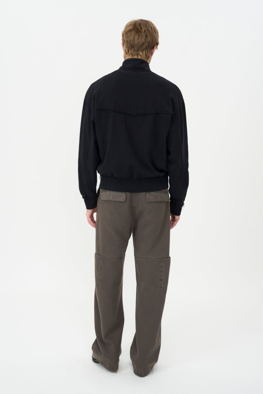 Washed Cutoff Track Jacket BLACK