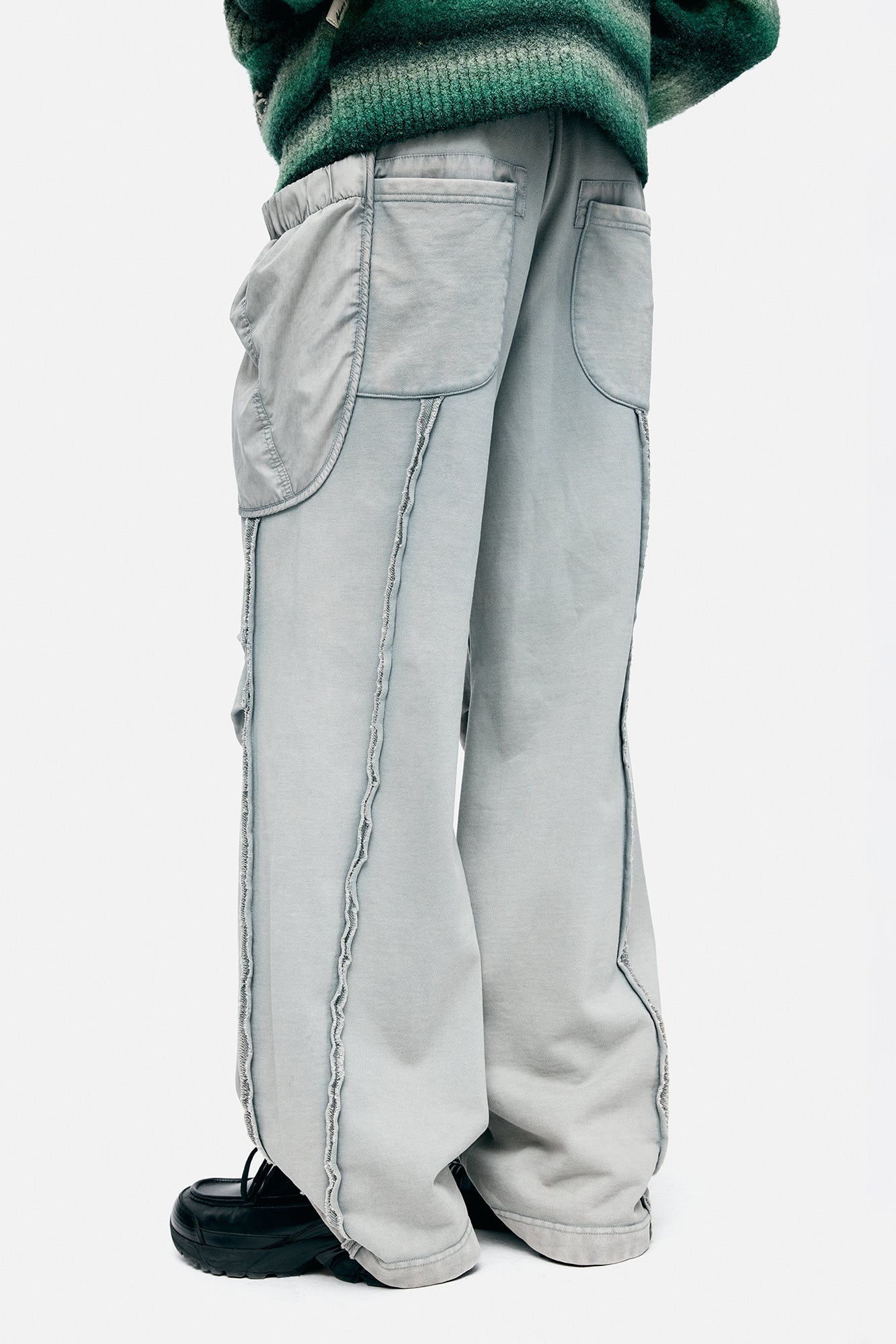 UNISEX LAYERED WIDE-LEG SWEATPANTS apa852u (GREY)