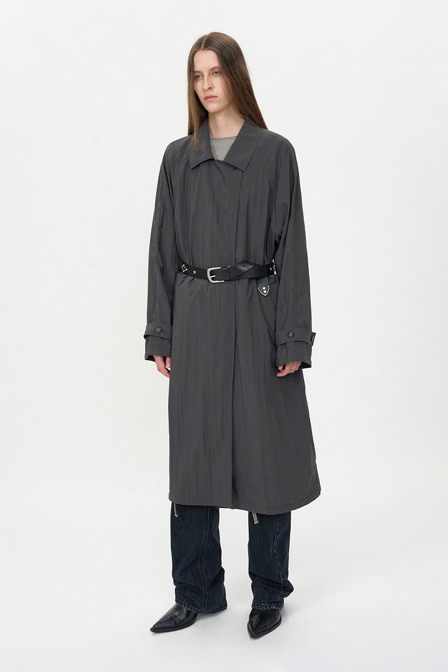 Sheer Nylon Trench DARK GREY